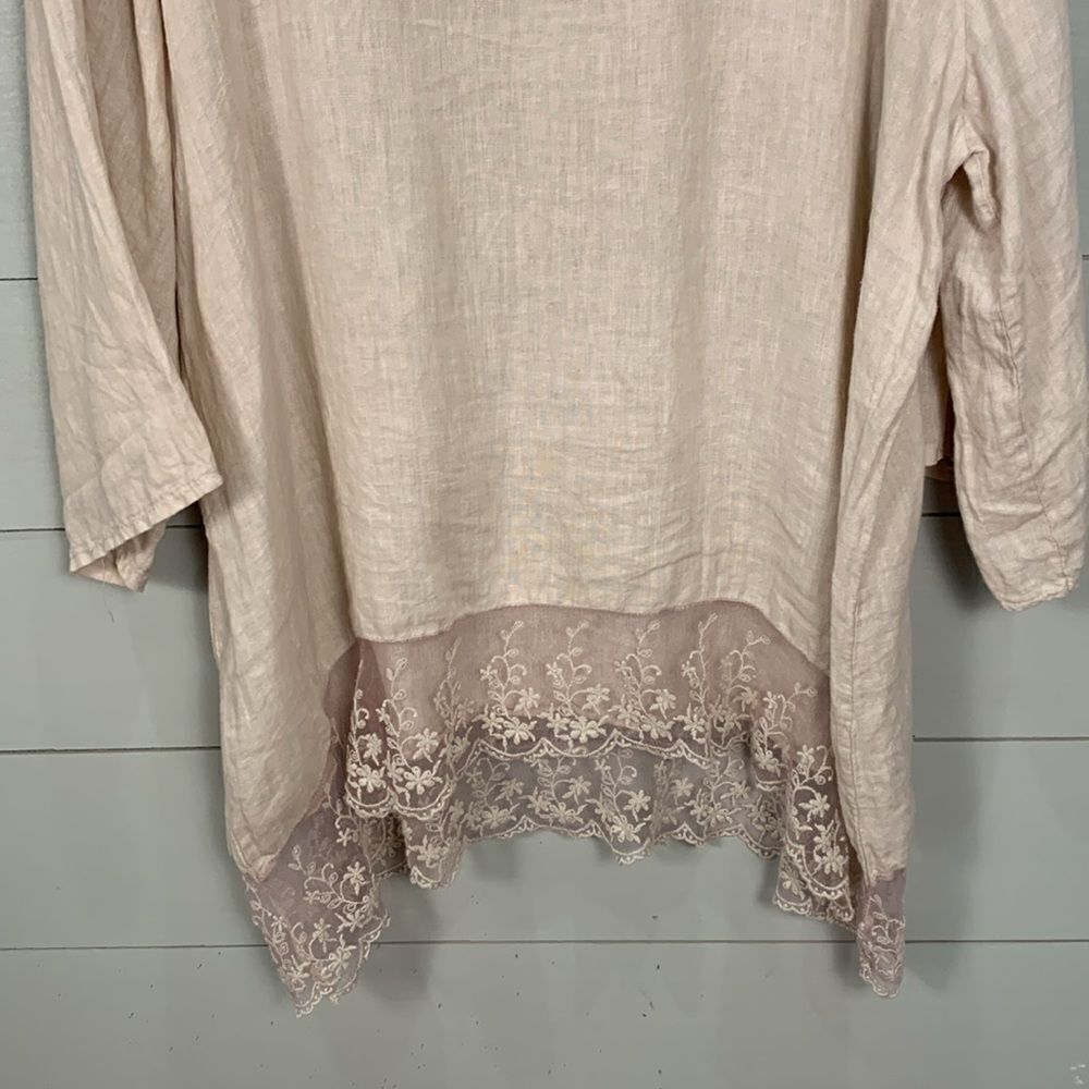 Stella Martini made in Italy 100% linen 1X feminine pink lace size 1X - Picture 3 of 7